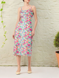 DressBerry Girly Glam Printed Soft Net A-Line Midi Dress
