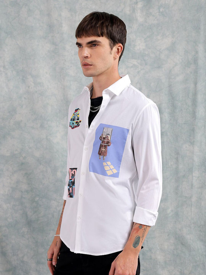 The Indian Garage Co Slim Fit Graphic Printed Cotton Shirt