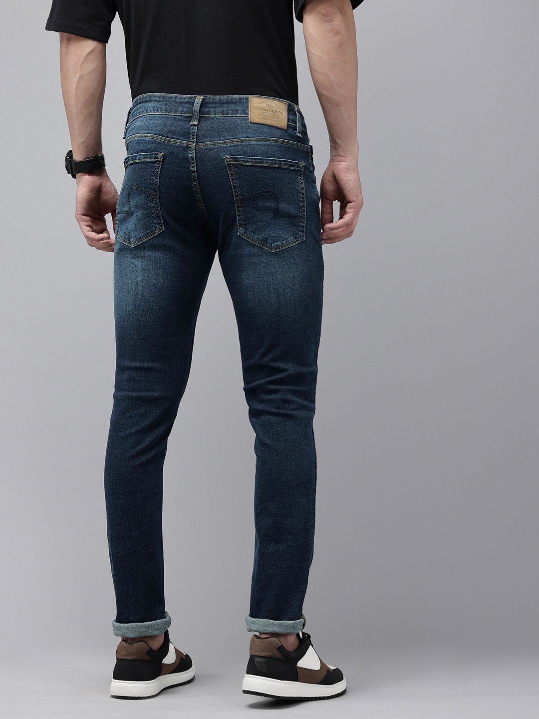 SPYKAR Men Skinny Slim Fit Low-Rise Heavy Fade Stretchable Jeans