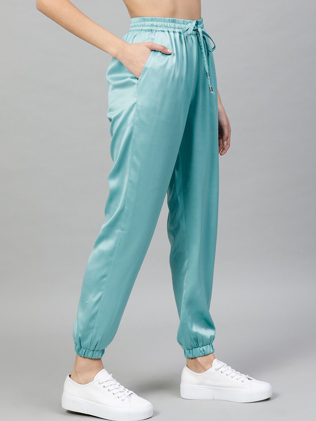 STREET 9 BASICS Women Turquoise Blue Regular Fit Solid Joggers