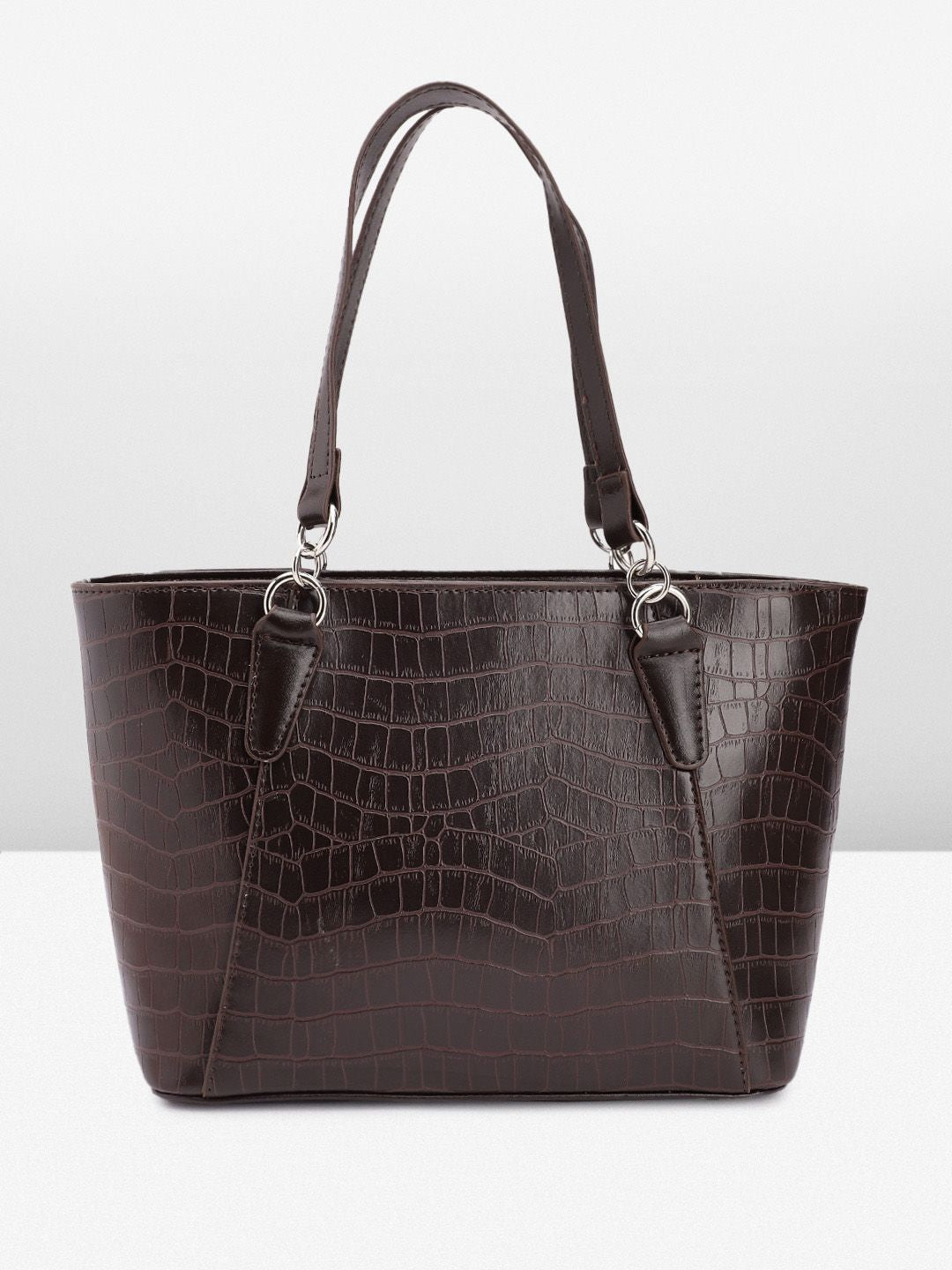 Lino Perros Croc Textured Structured Shoulder Bag