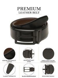 Teakwood Leathers Men Textured Leather Reversible Formal Belt