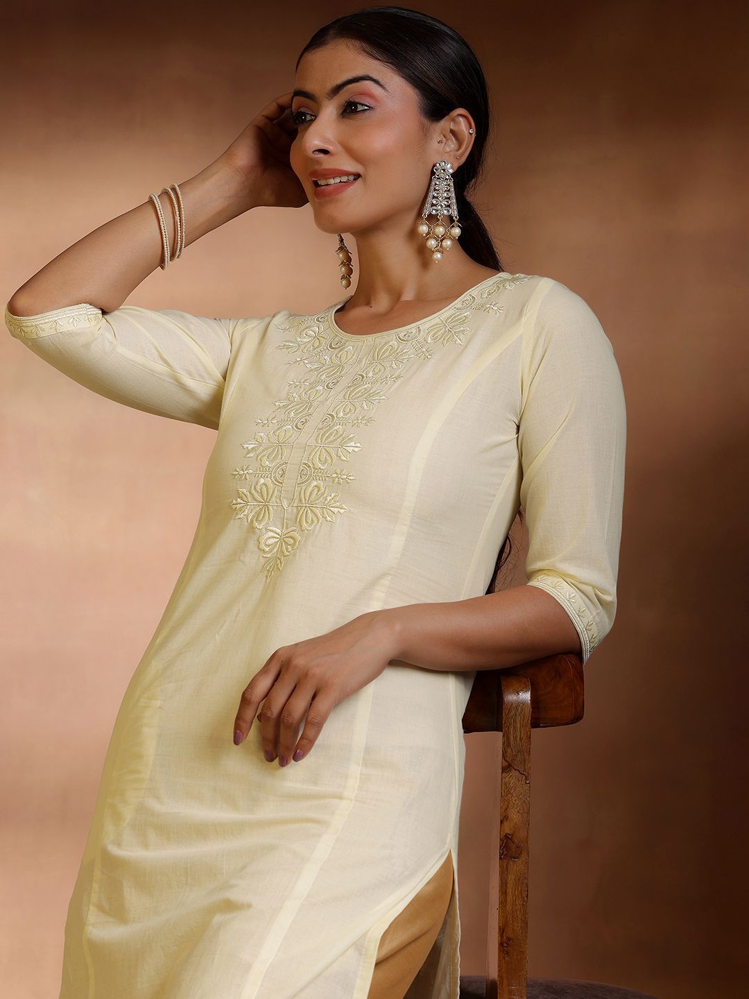 Libas Women Floral Yoke Design Kurta