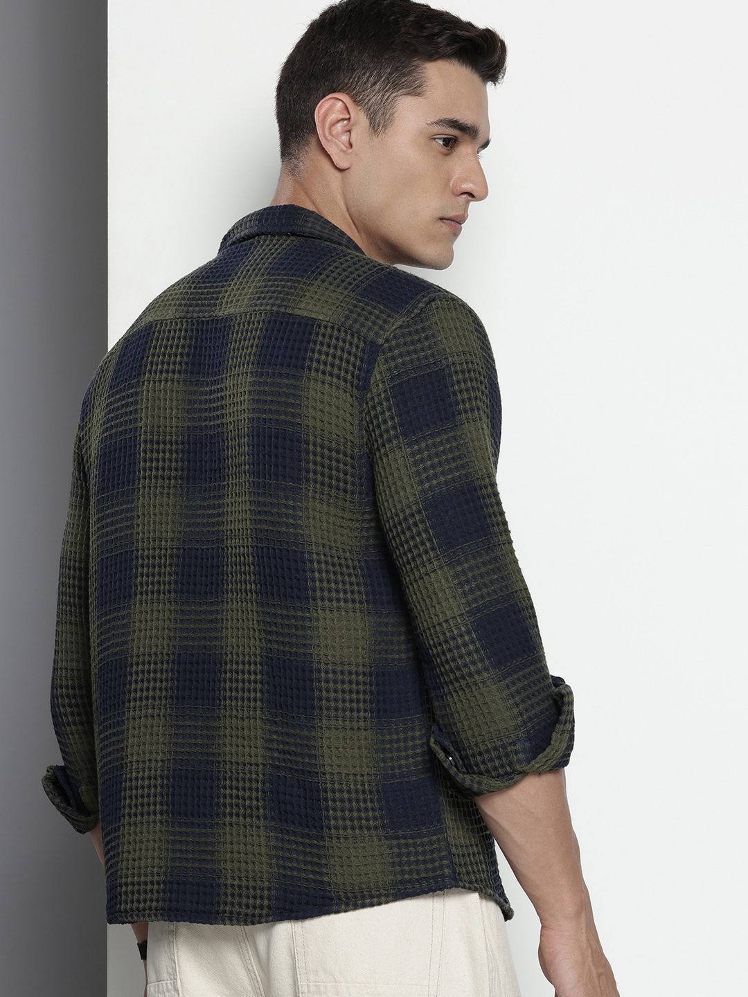 The Indian Garage Co. Relaxed Fit  Opaque Checked Textured Casual Shirt