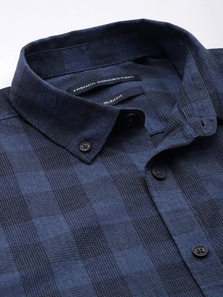 French Connection Slim Fit Button-Down Collar Checked Casual Shirt