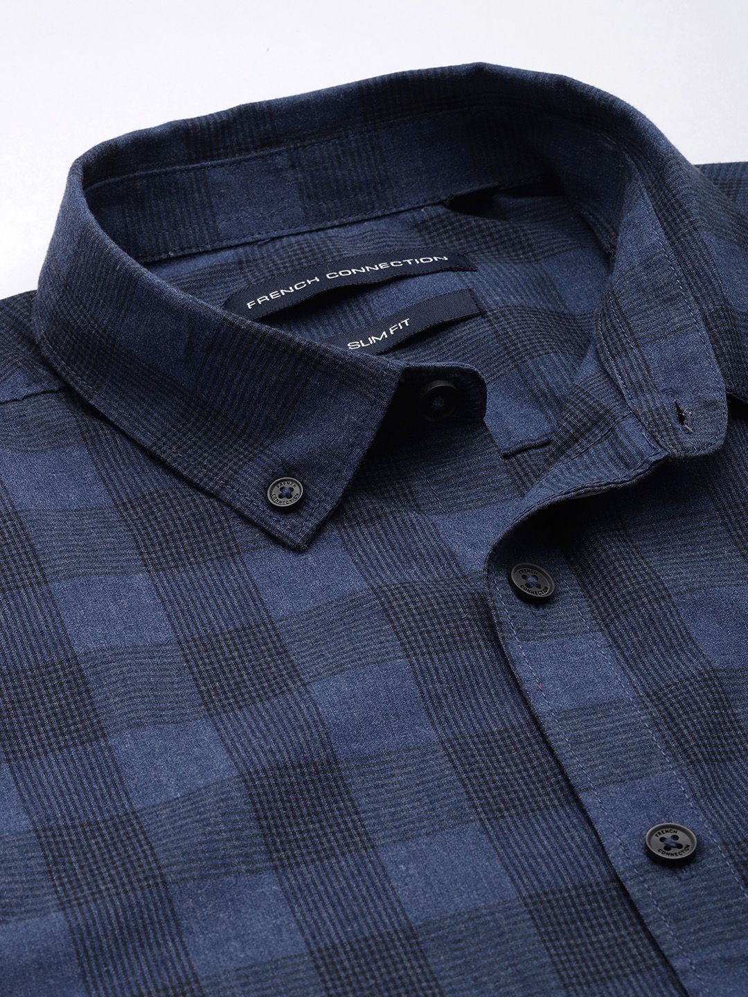 French Connection Slim Fit Button-Down Collar Checked Casual Shirt