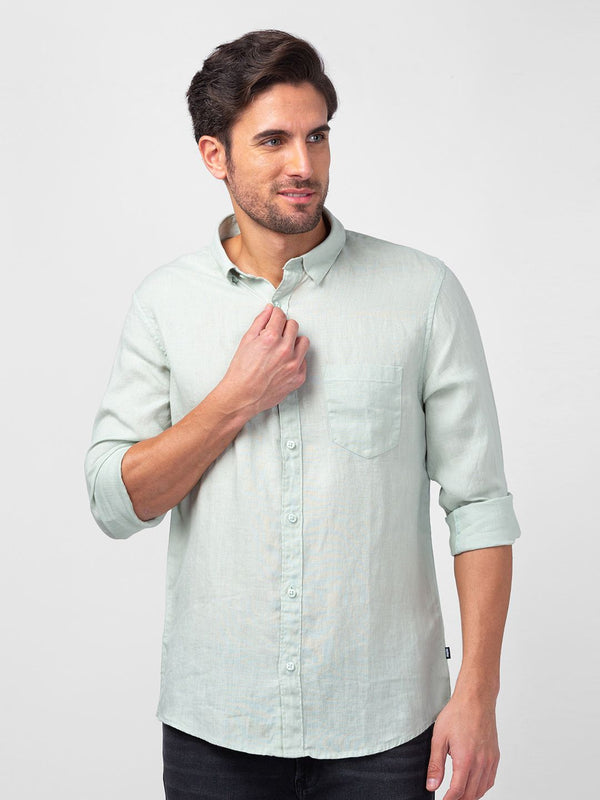 SPYKAR Men Slim Fit Casual Linen Shirt
