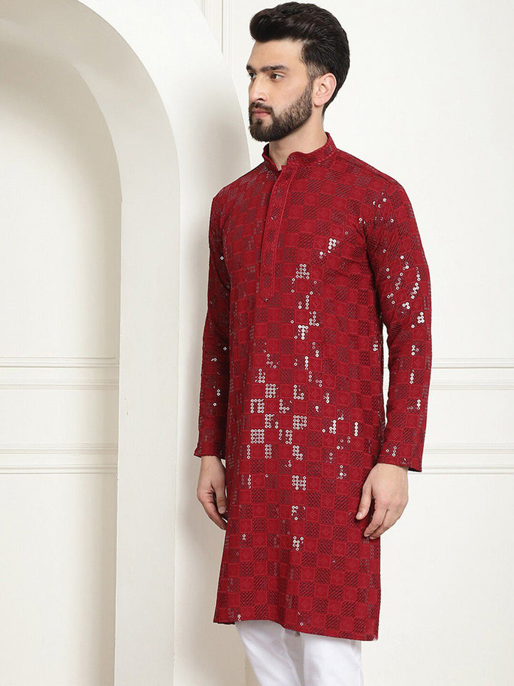 SOJANYA Kurta Kapas Tulen Sulam Geometrik Labuci