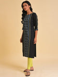 W Black Woven Design Kurta
