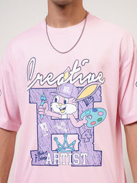Highlander Lelaki Besar Turun Bahu Bulat Leher Separuh Lengan T Shirt