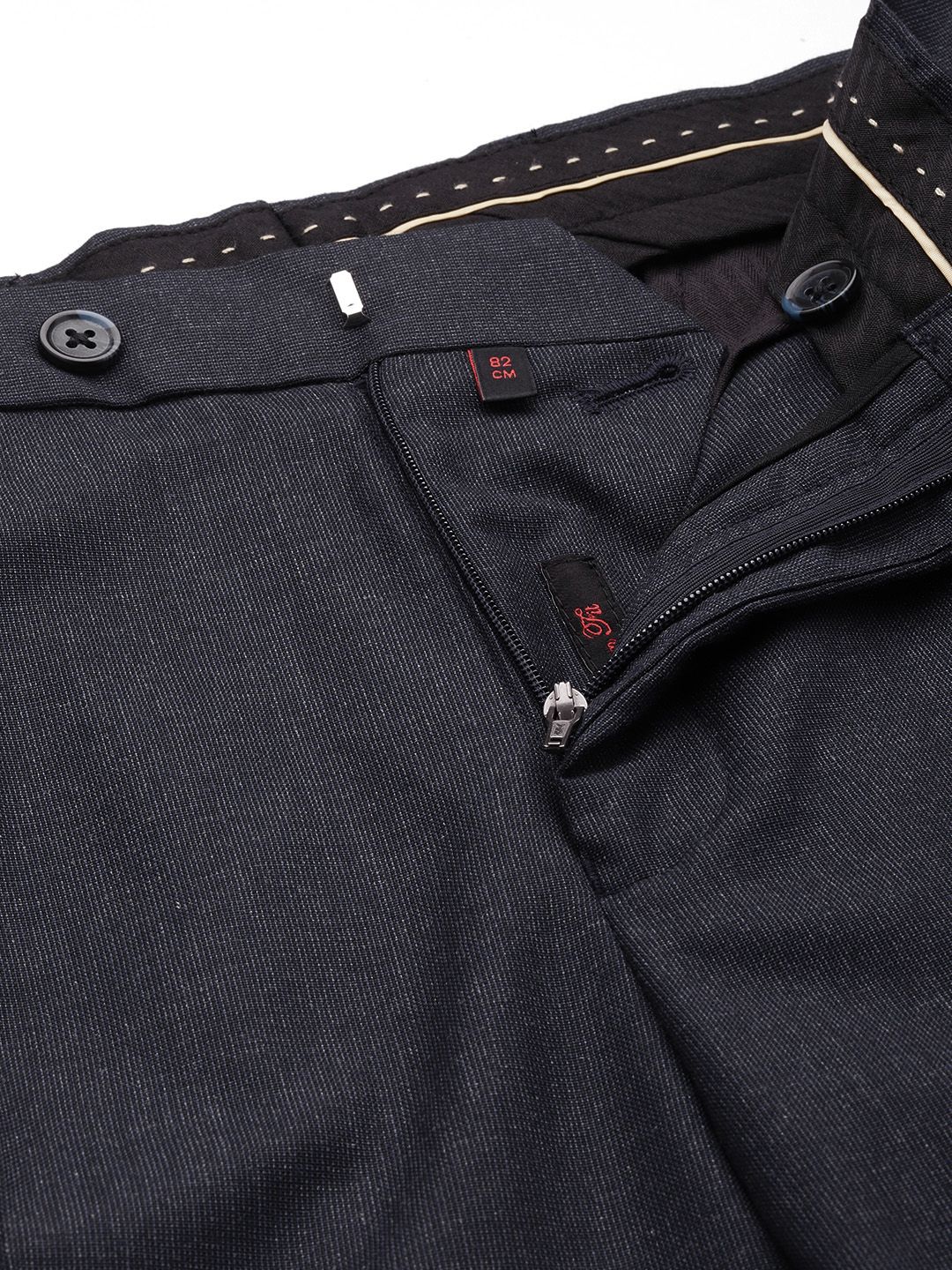 Raymond Men Solid Mid-Rise Slim Fit Formal Trousers