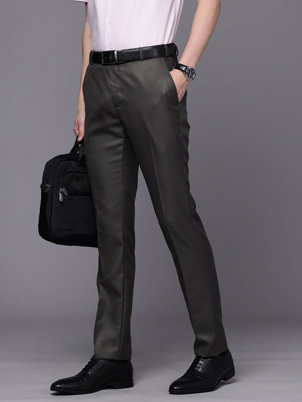Raymond Men Textured Slim Fit Formal Trousers