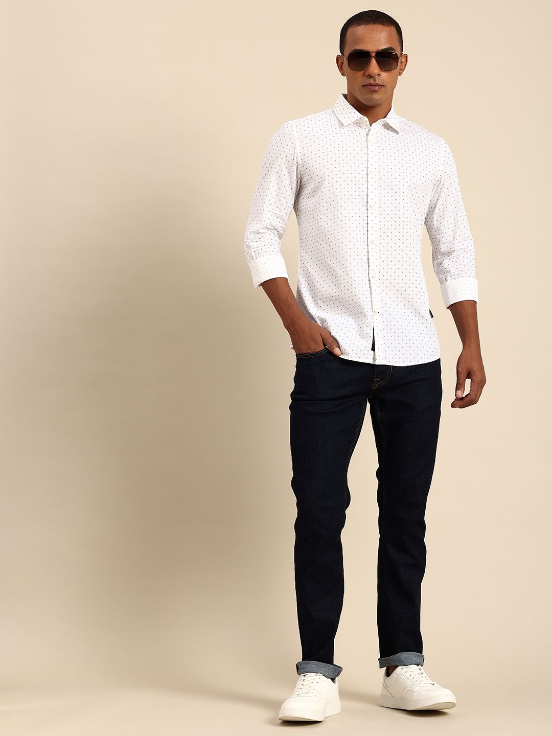 Being Human Spread Collar Micro Ditsy Printed Slim Fit Casual Shirt