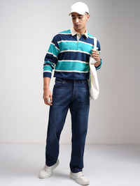 Highlander Men Straight Fit Mid-Rise Light Light Fade Cotton Regangan Seluar Jeans