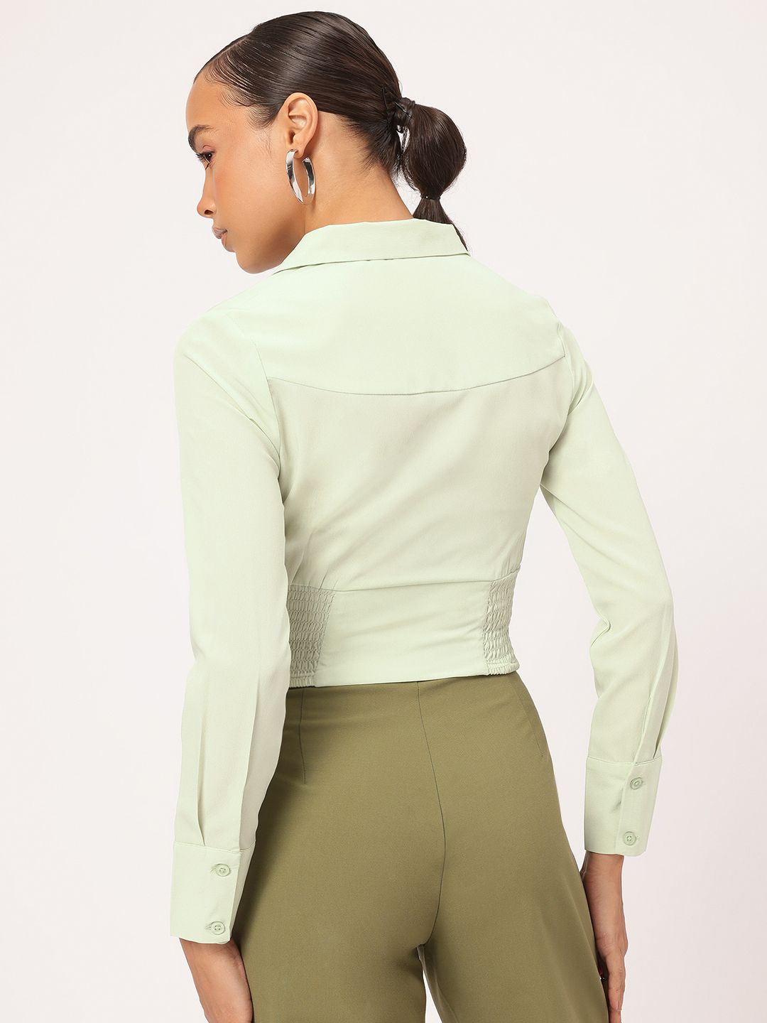 Dressberry Sage Serenity Smocked Formal Shirt