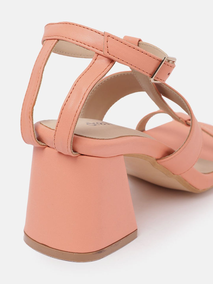 DressBerry Striped Open -Toe Block Heeled Sandals