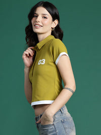 DressBerry Typography Printed Shirt Collar Top