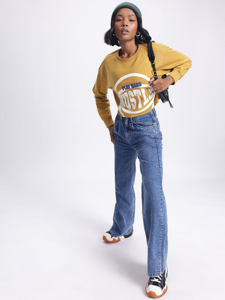 DressBerry Graphic Printed Crop Sweatshirt