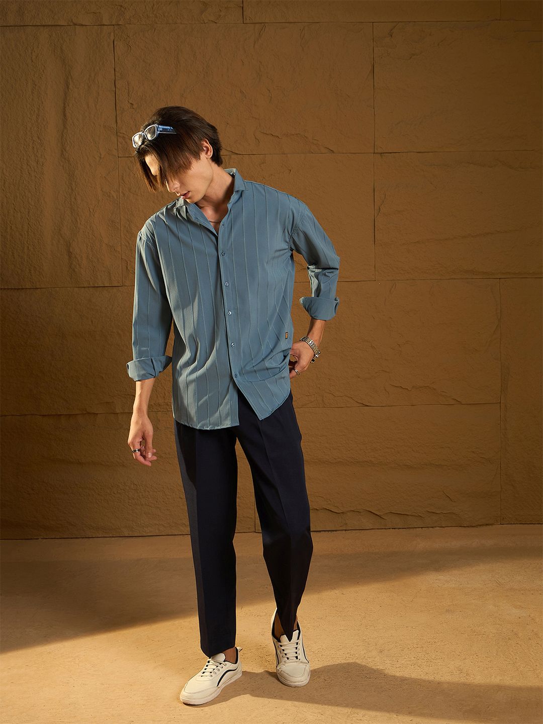 DENNISON Drop Shoulder Oversized Pintuck Shirt