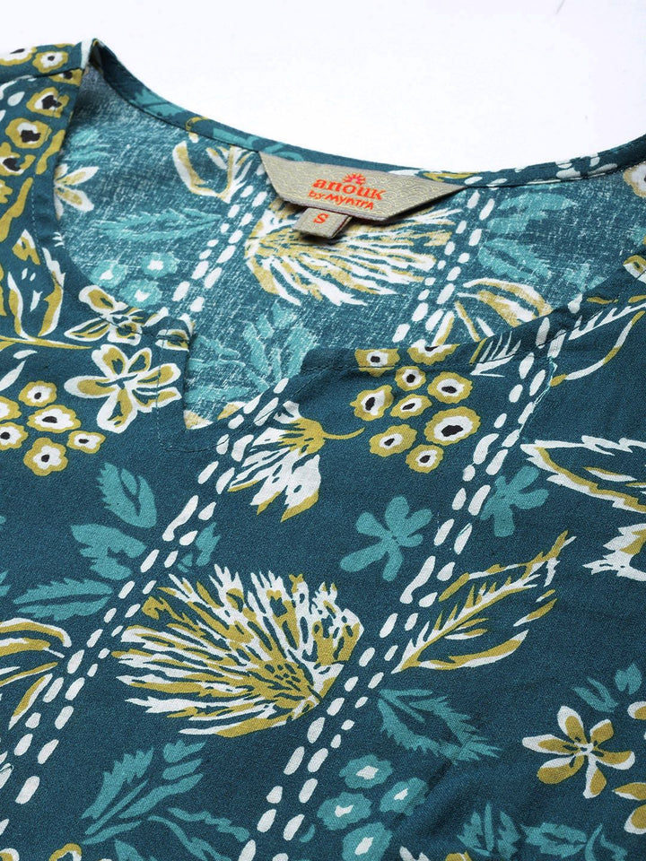 Anouk Women Floral Printed Pure Cotton Kurta with Trousers