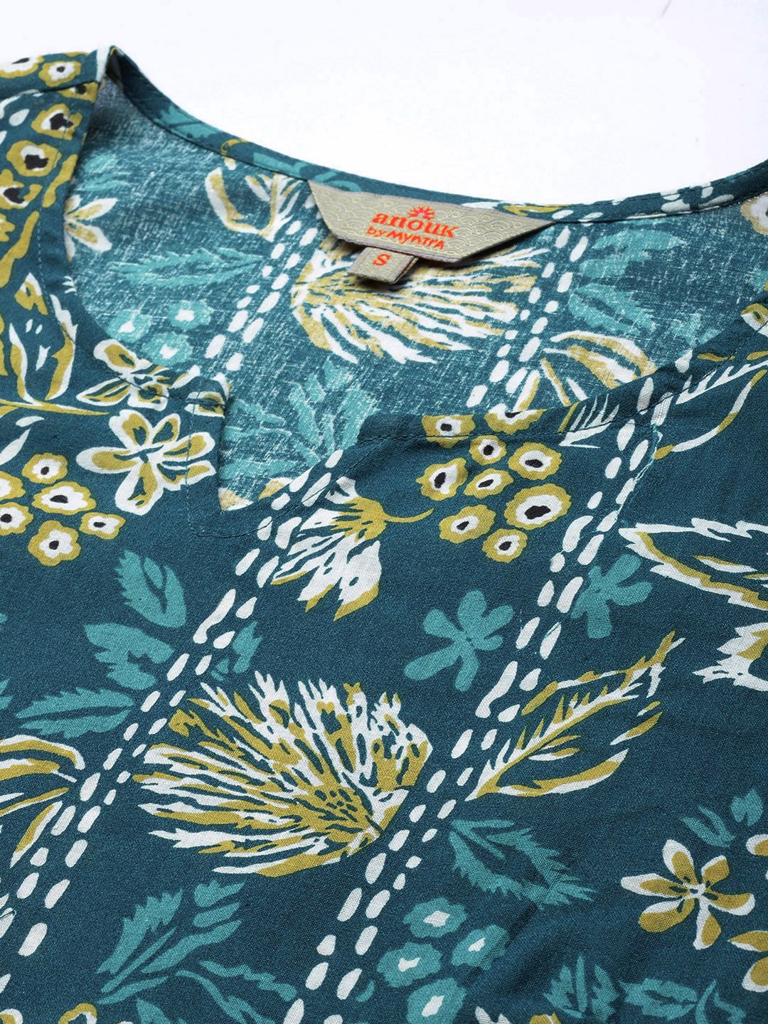 Anouk Women Floral Printed Pure Cotton Kurta with Trousers