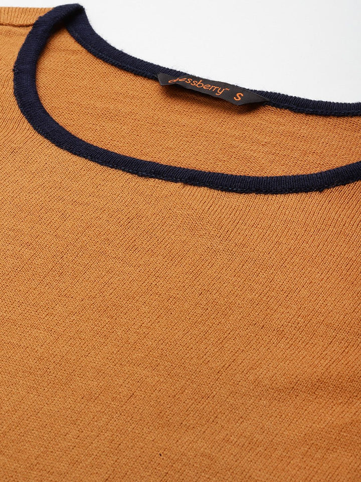 DressBerry Solid Acrylic Cropped Pullover