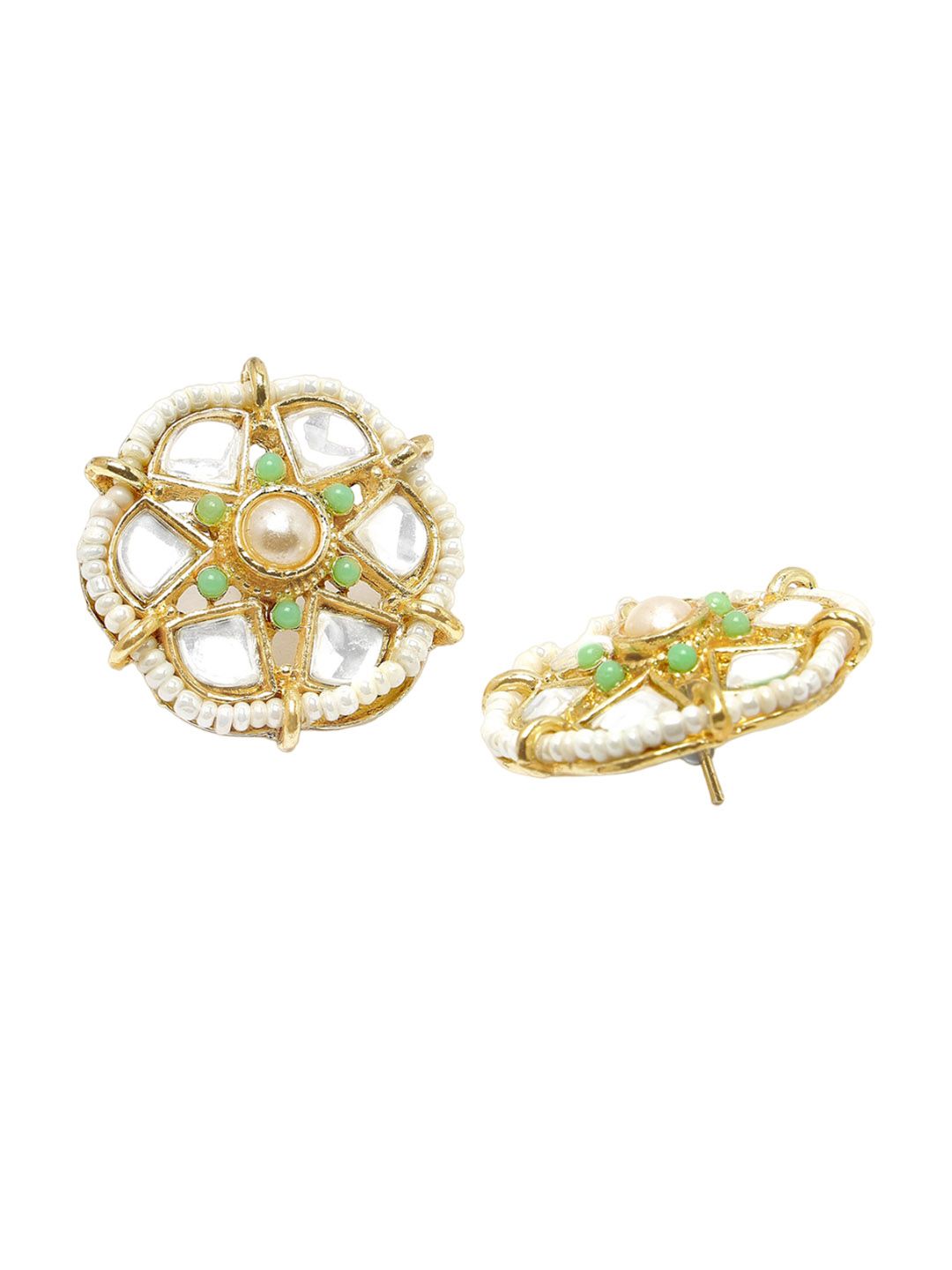KARATCART Gold-Plated Beaded Kundan-Studded Jewellery Set