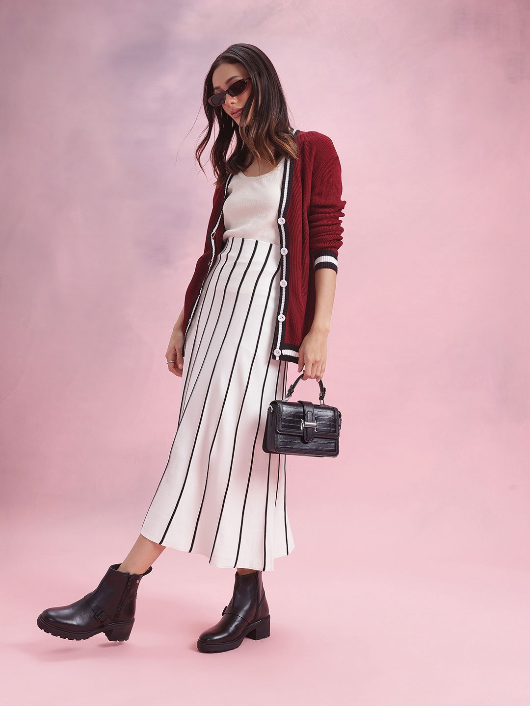 DressBerry Contrast Trim Longline Cardigan