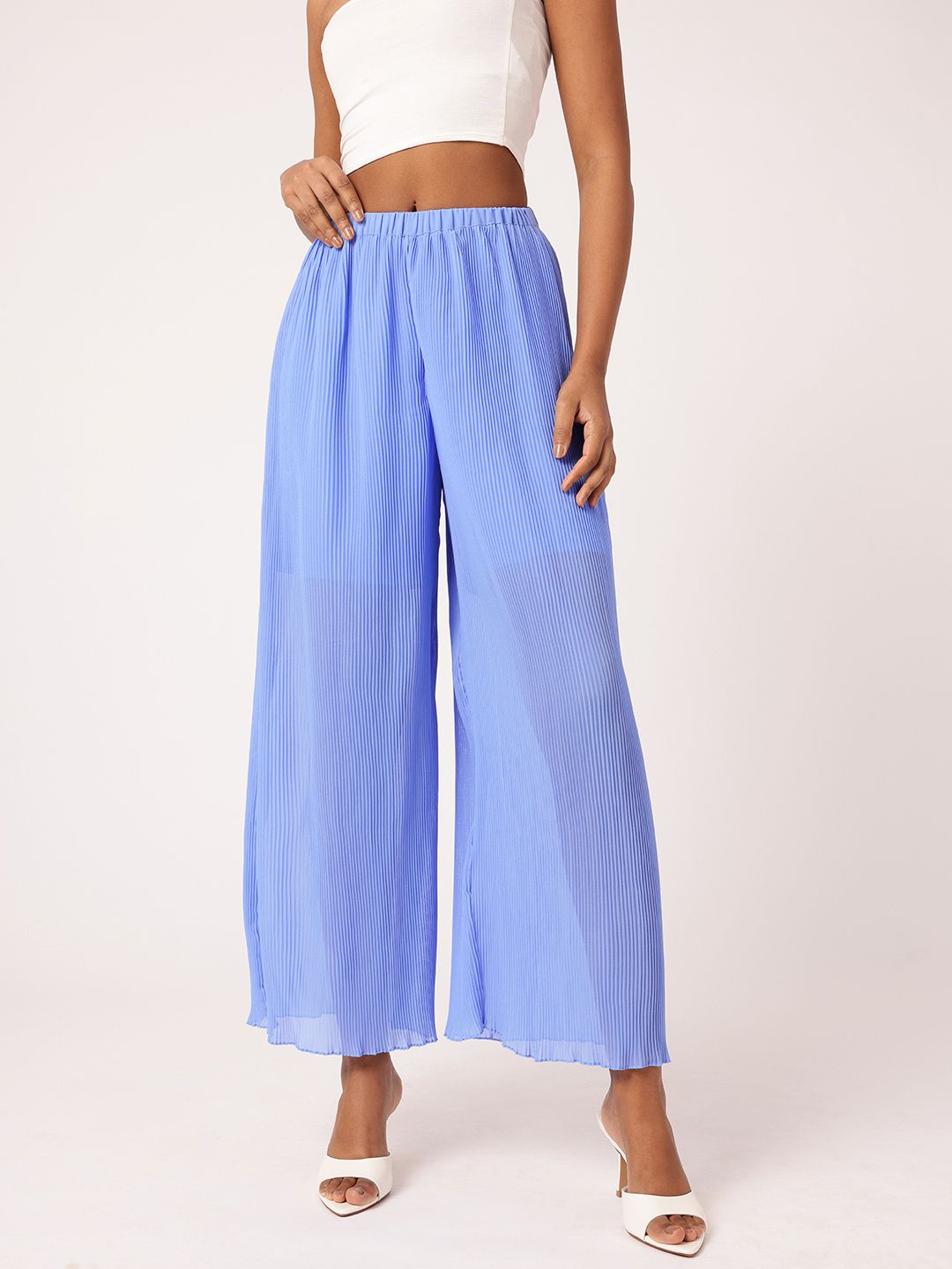 DressBerry Women Charming Accordion Flow Wide Leg Trousers