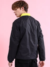 The Indian Garage Co Men Colourblock Zip-Front Regular Fit Bomber Jacket