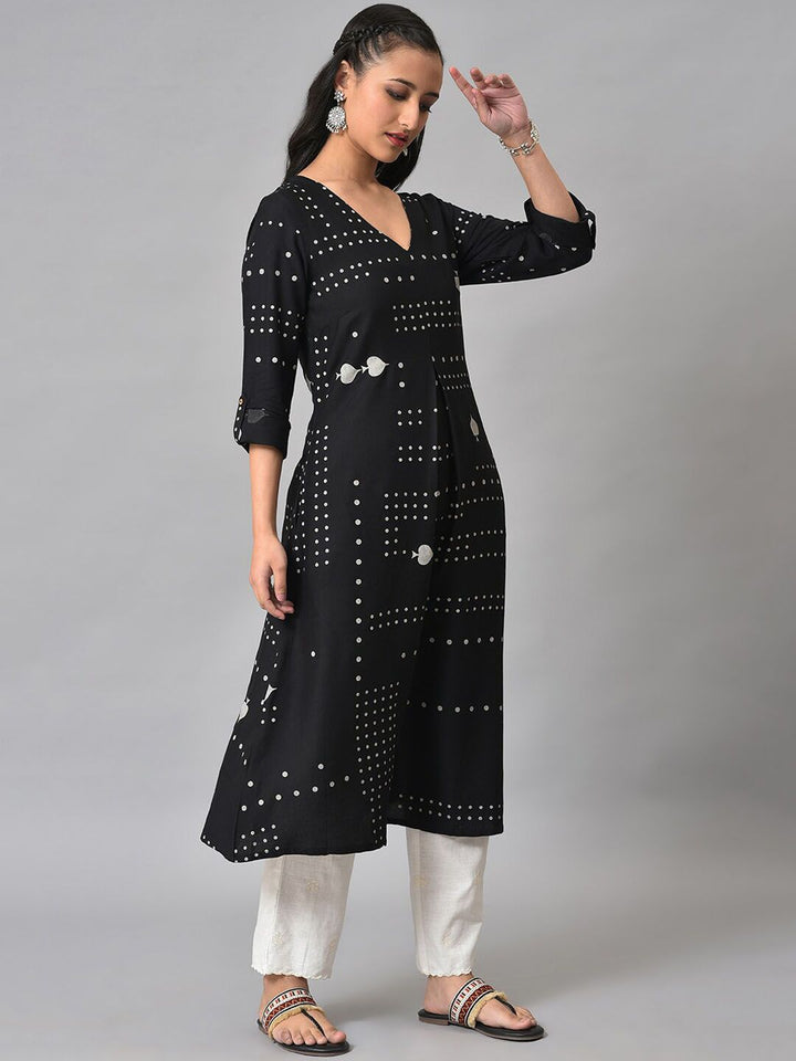 W Women Geometric Printed Anarkali Kurta