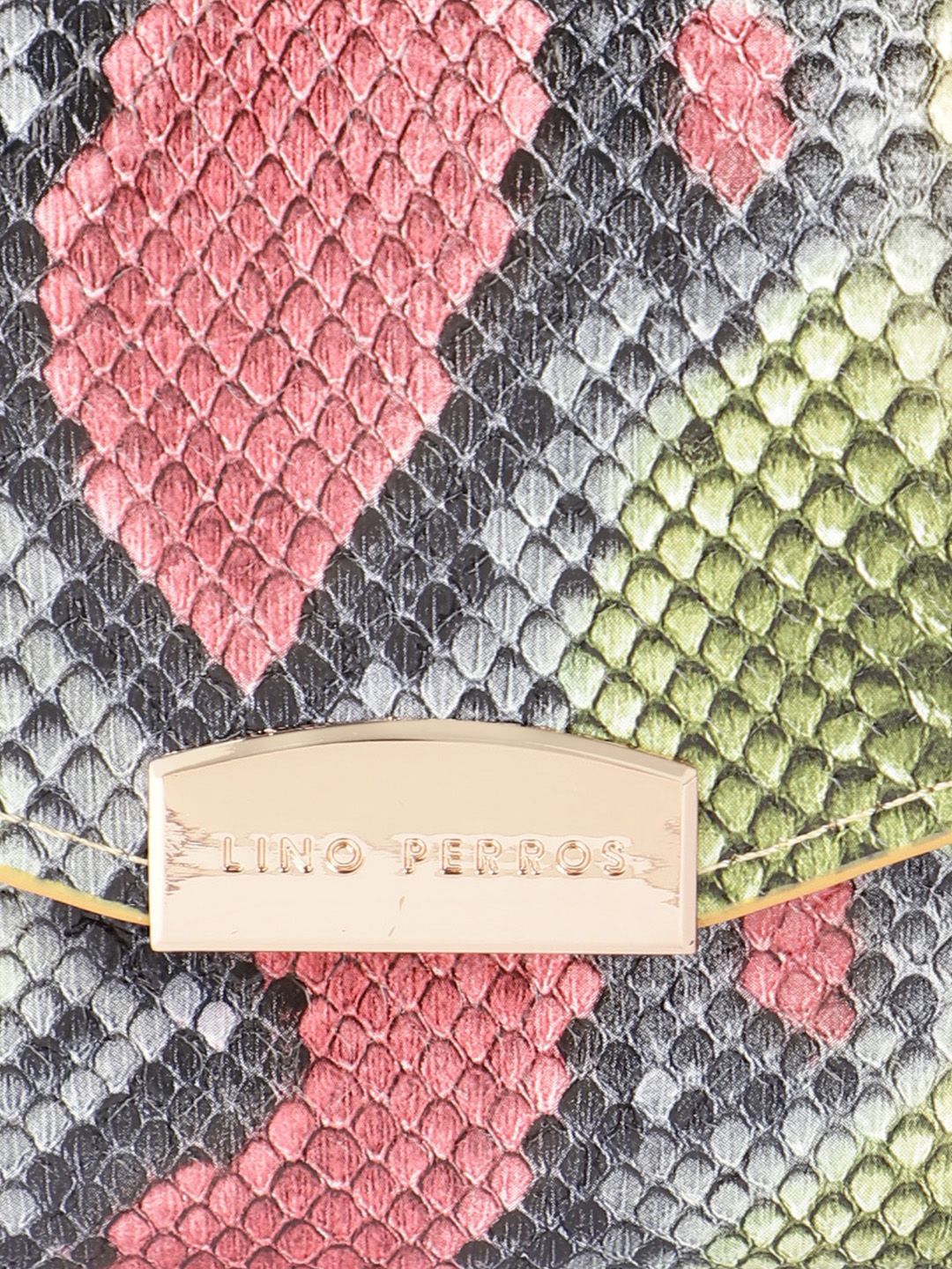 Lino Perros Women Snake Skin Textured Three Fold Wallet
