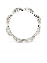 KARATCART Set Of 2 Silver-Plated & White AD-Studded Bangles
