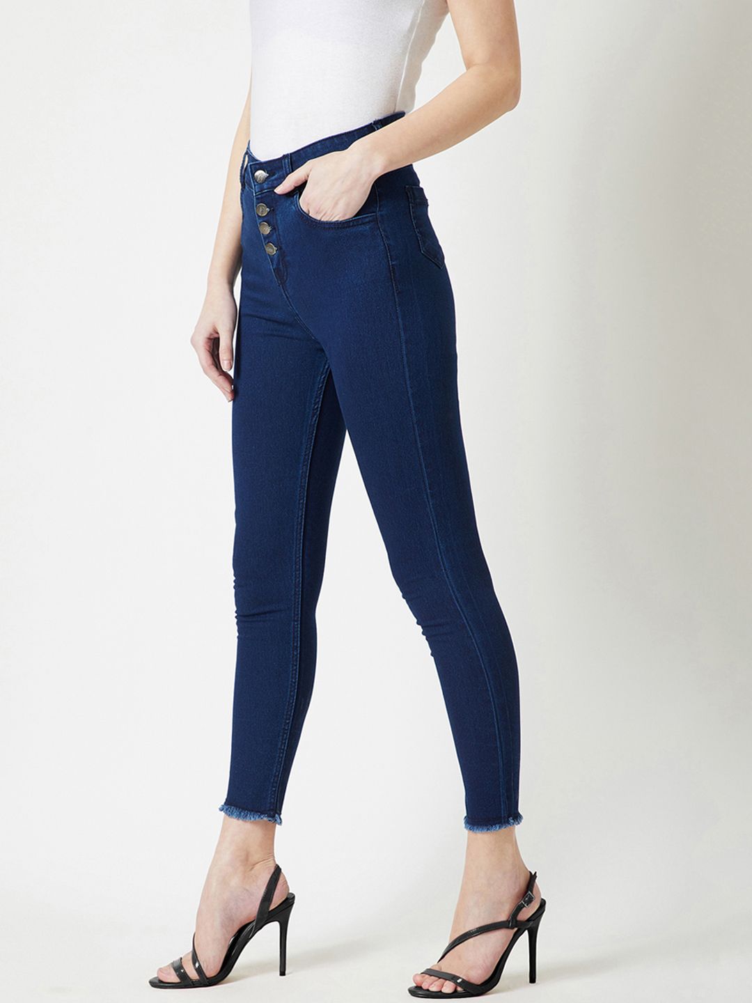 Miss Chase Women Navy Blue Skinny Fit High-Rise Clean Look Stretchable Jeans