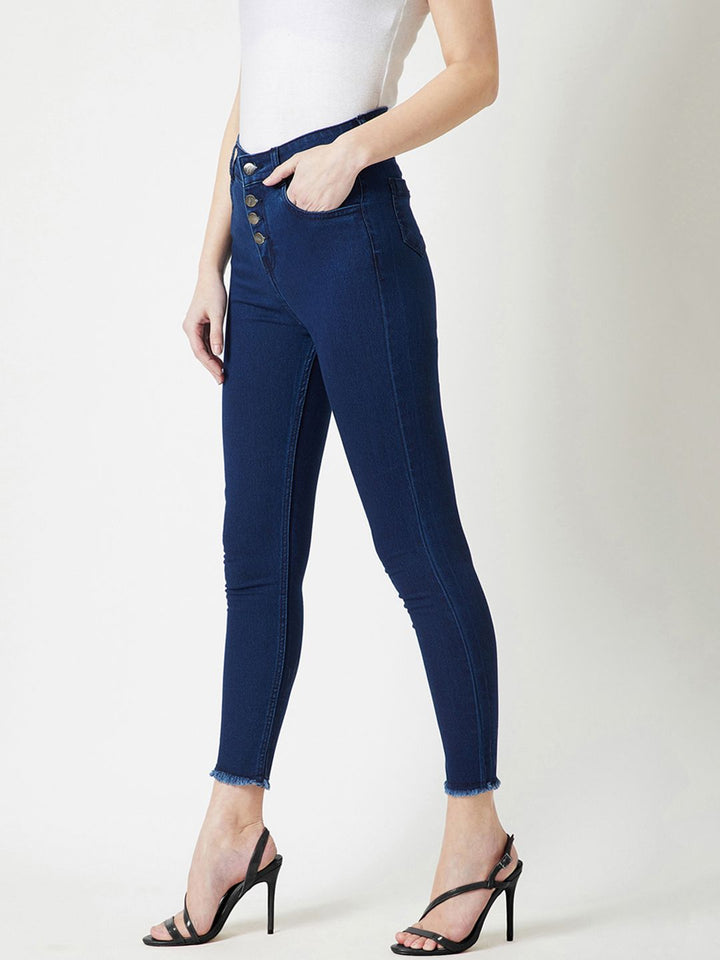 Miss Chase Women Navy Blue Skinny Fit High-Rise Clean Look Stretchable Jeans