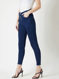 Miss Chase Women Navy Blue Skinny Fit High-Rise Clean Look Stretchable Jeans