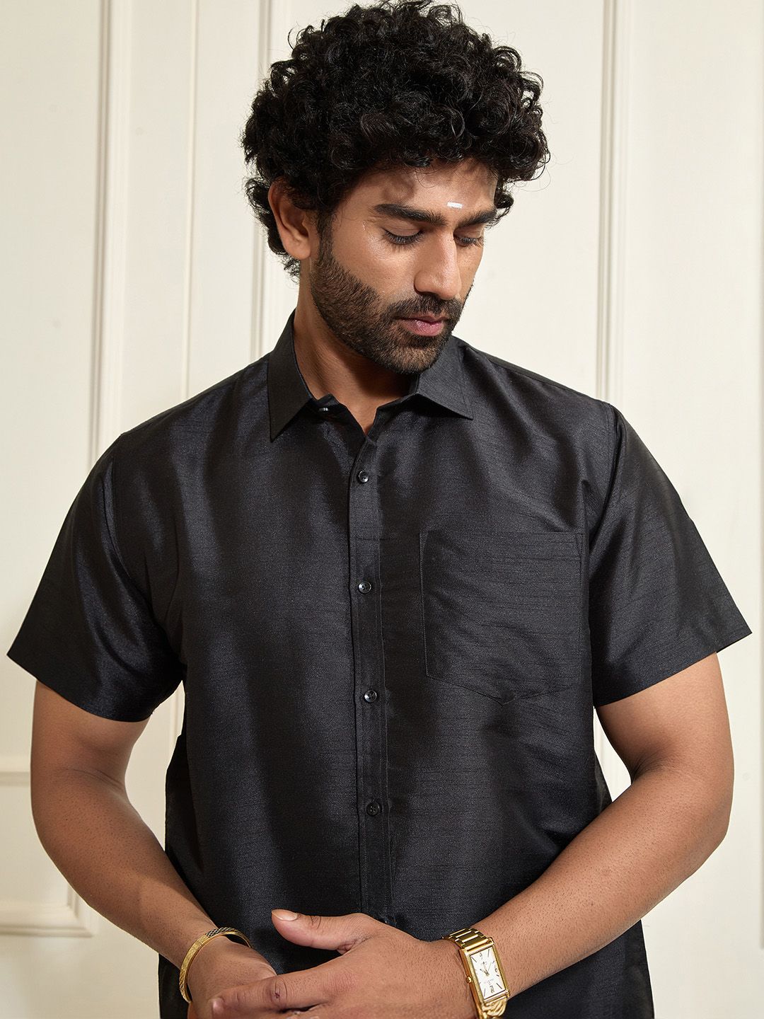 VASTRAMAY Premium Spread Collar Casual Shirt