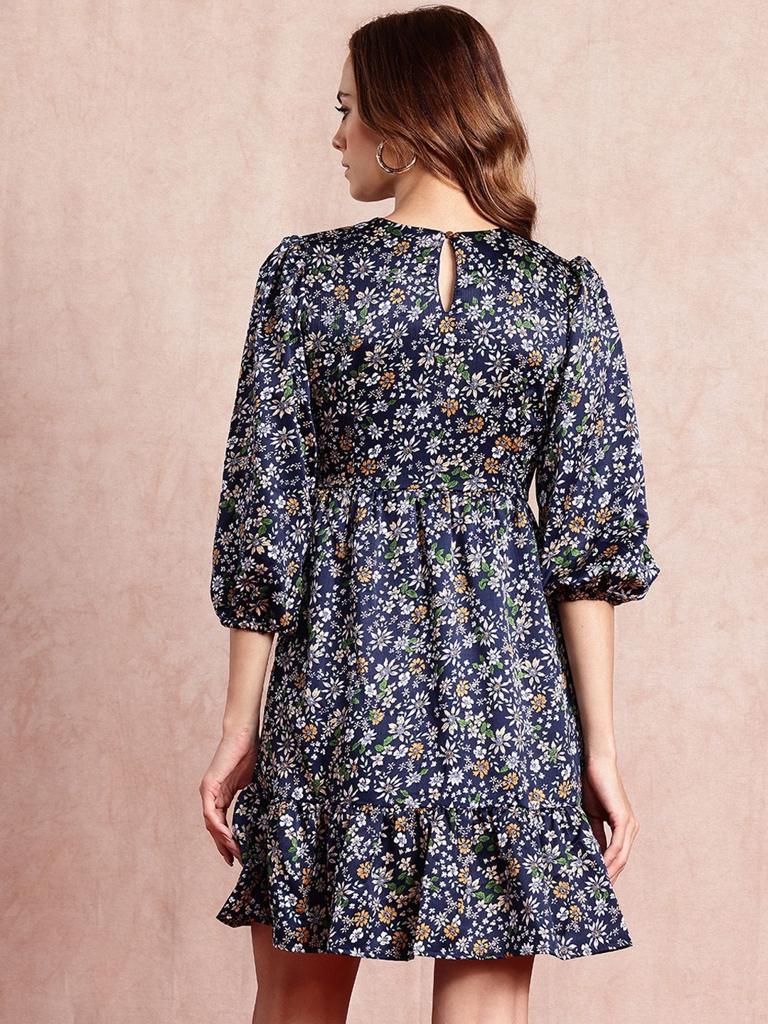 all about you Floral Print Puff Sleeve A-Line Mini Dress