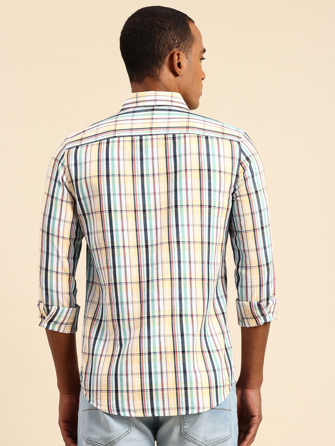 Being Human Slim Fit Opaque Pure Cotton Checked Casual Shirt