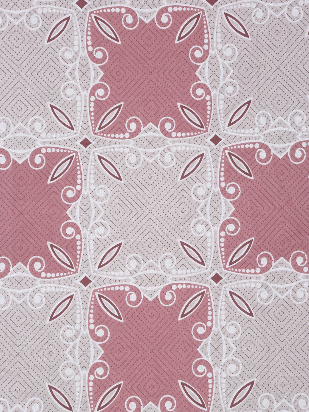 KLOTTHE Pink Geometric Printed 400 TC Pure Cotton Fitted King Bedsheet & 2 Pillow Covers