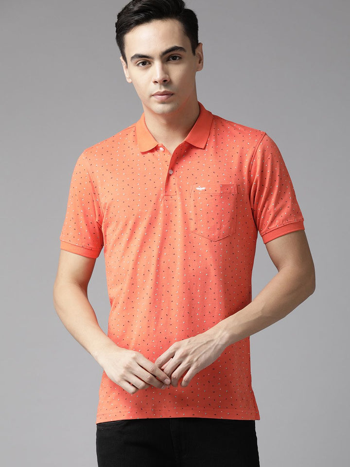 Park Avenue Men Printed Polo Collar Slim Fit T-shirt