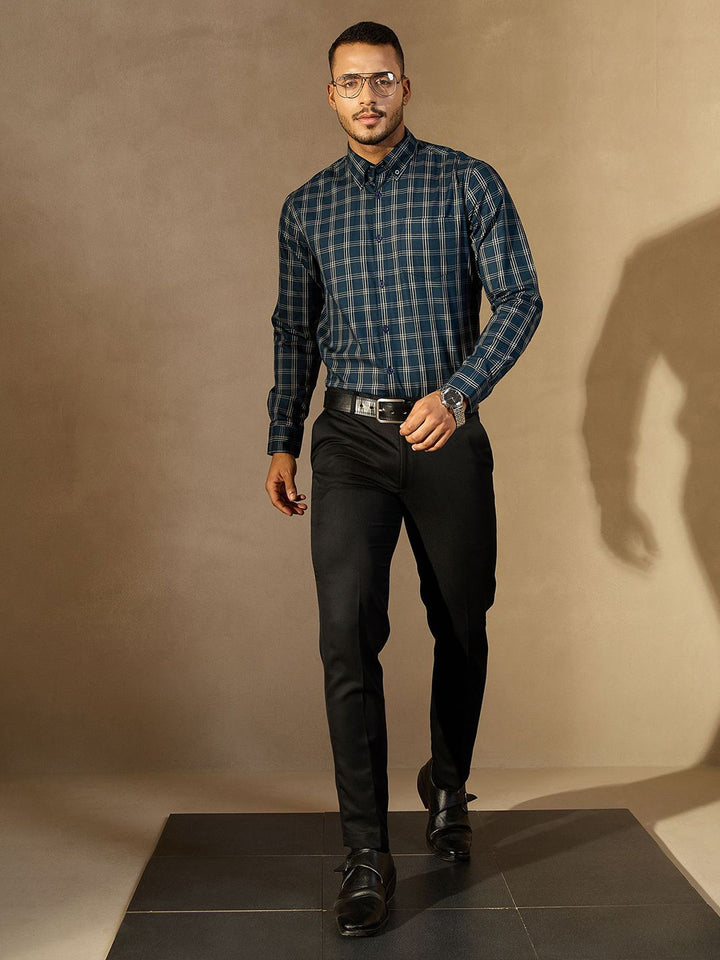 DENNISON Men Smart Tartan Checks Checked Formal Shirt