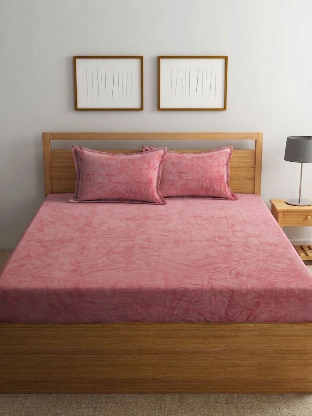 Myntra Elegant Homes Blue Wool 300 TC King Cadar Dengan 2 Sarung Bantal