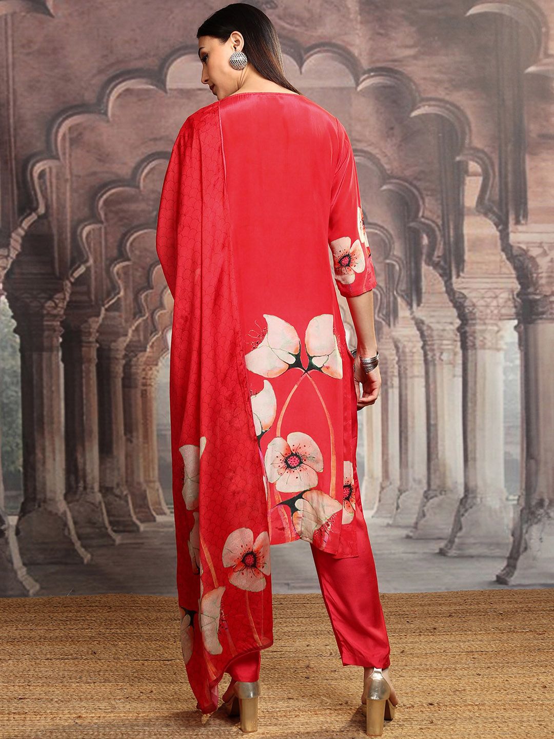 Vishudh Women Floral Printed Regular Pure Cotton Kurta with Trousers & Dupatta