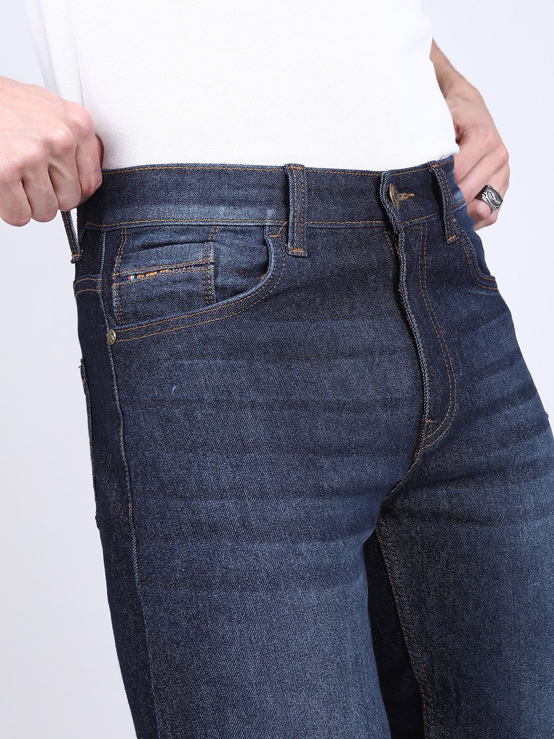 The Indian Garage Co Men Navy Blue Slim Fit Mid-Rise Clean Look Jeans
