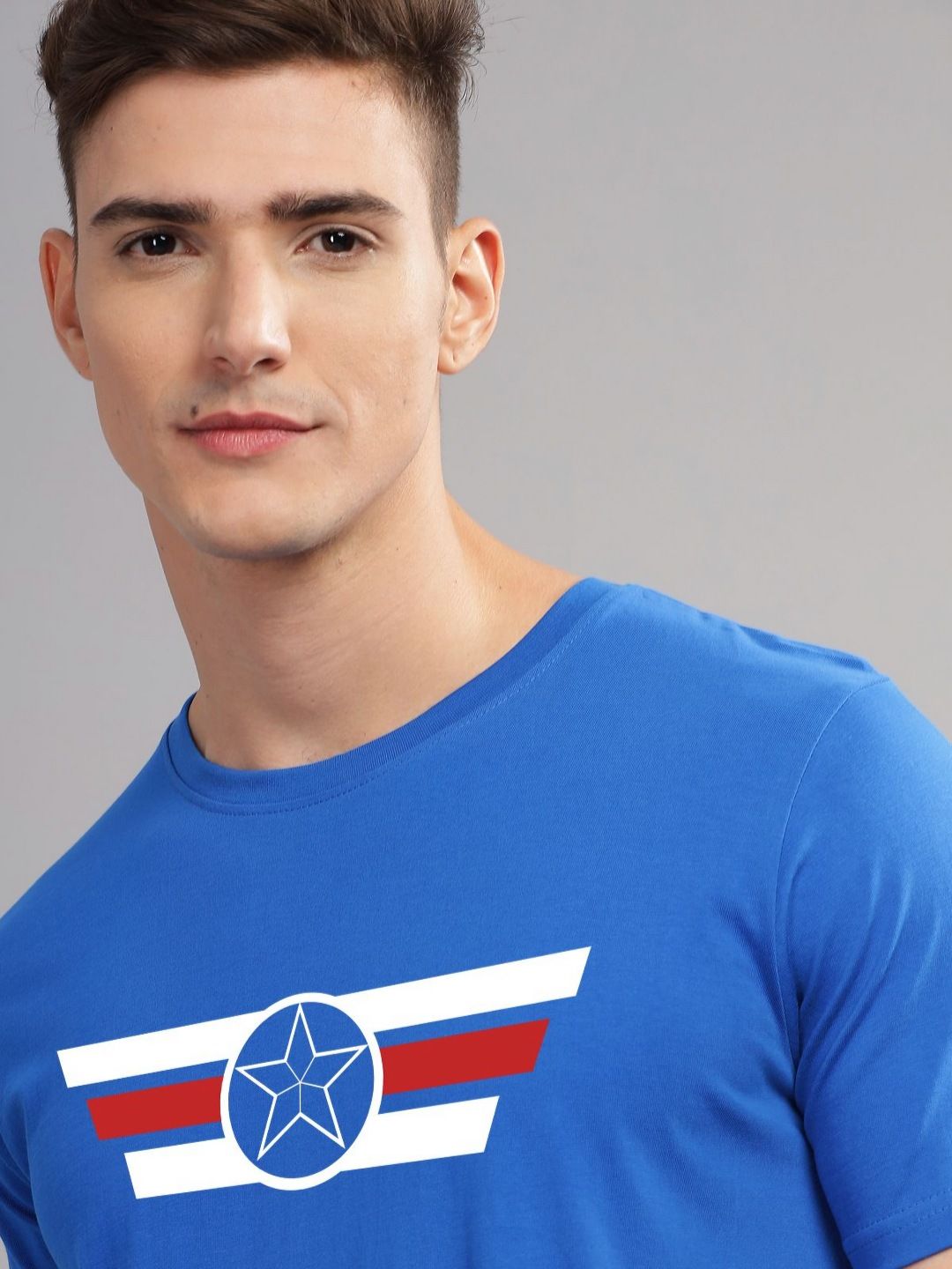 ADRO Men Printed Raw Edge T-shirt