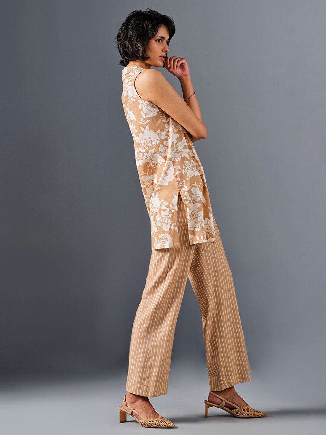 AND Striped Top With Trouser & Printed Jacket Co-Ords