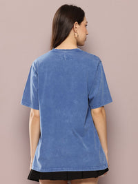 DILLINGER Women's Acid Washed Oversized Printed Tshirt