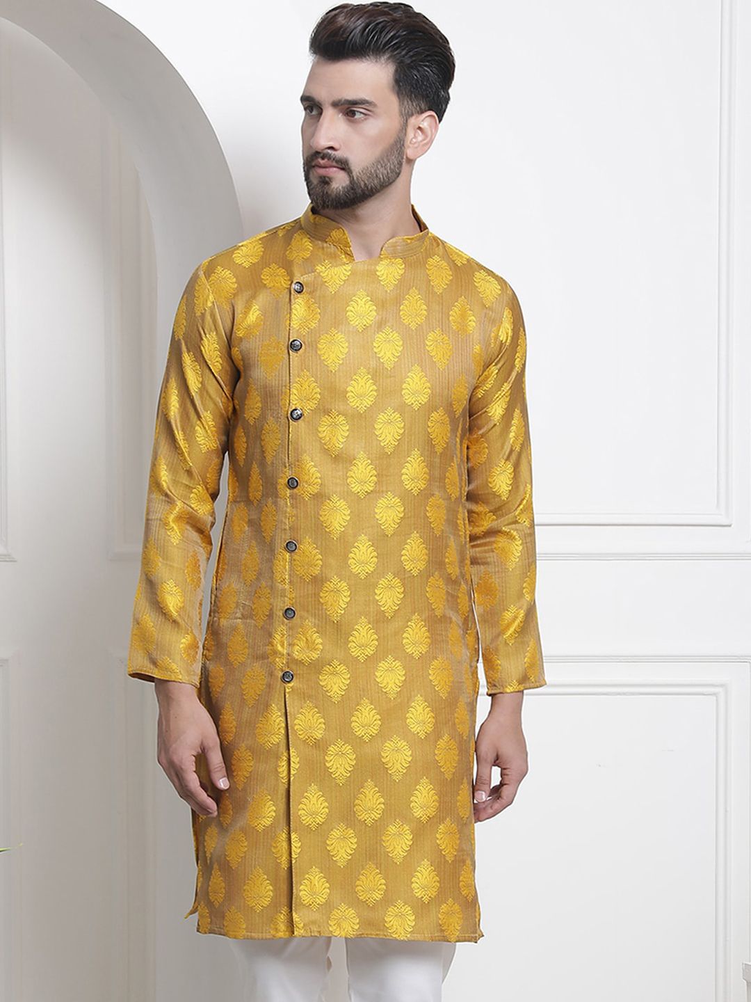 SOJANYA Motif Etnik Tenunan Kurta Kapas Sutera