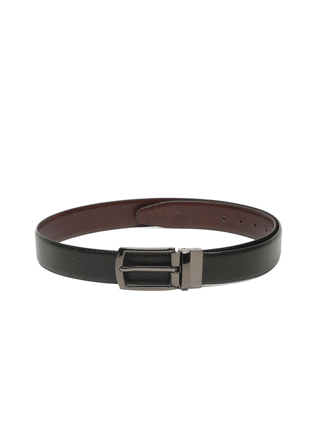 Teakwood Leathers Men Textured Leather Reversible Formal Belt
